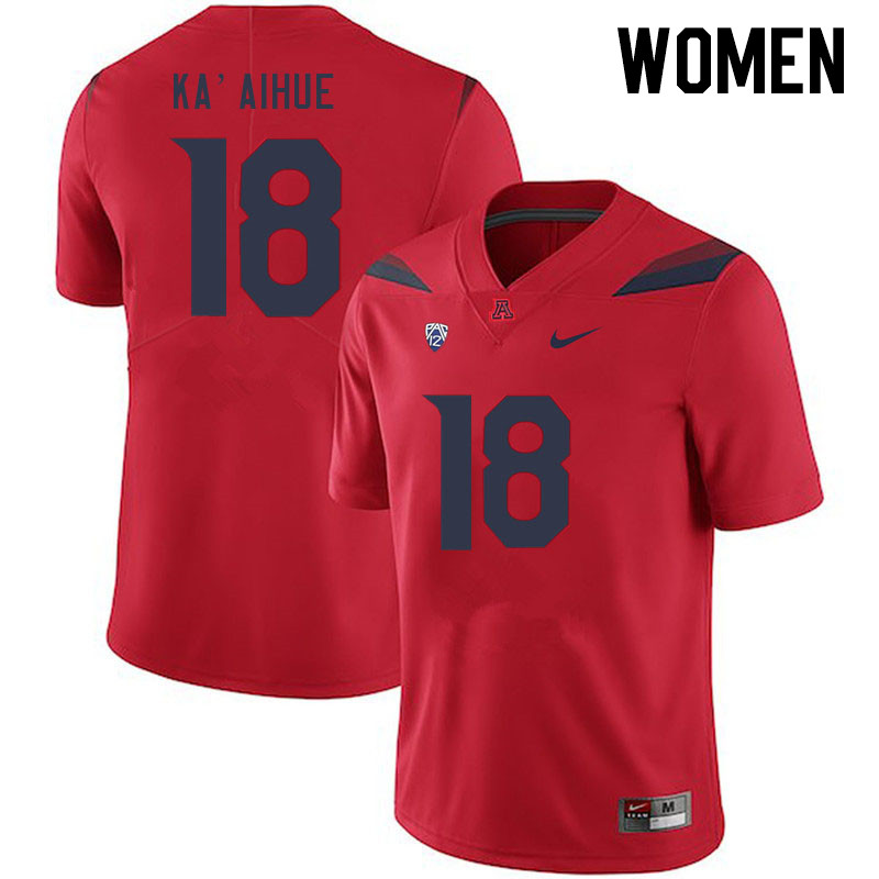 Women #18 Kamuela Ka'aihue Arizona Wildcats College Football Jerseys Stitched-Red